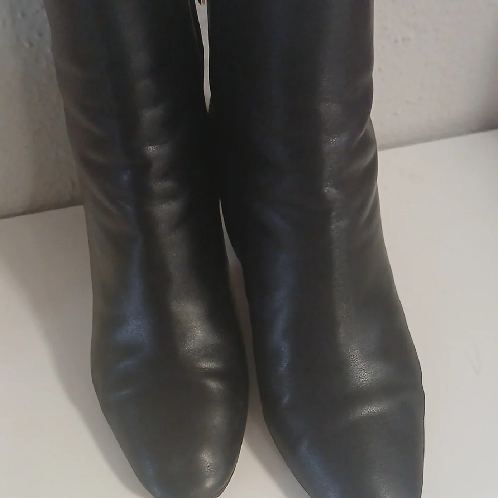 Salvatore Ferragamo Black Ankle‎ Booties with Gold Zipper